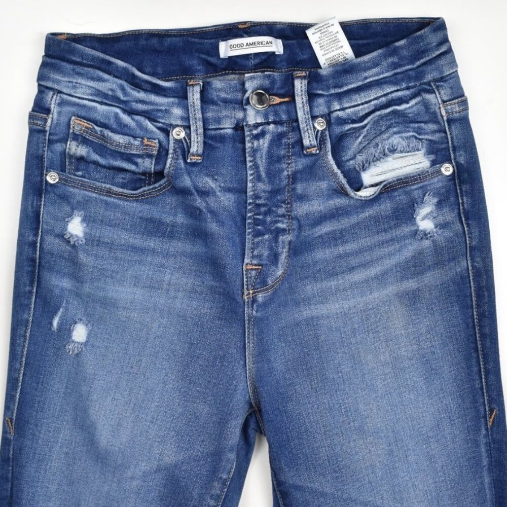 Good American Good Legs Crop Distressed Jeans 2/26